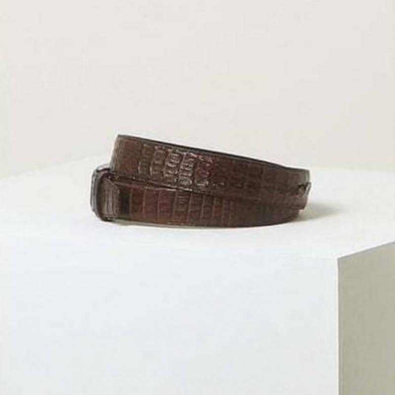 Daks Brown Crocodile Tail Premium Leather Bronze Buckle Belt Dbbe6e395w3