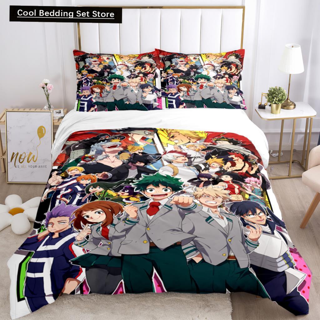 

Модный комплект постельного белья My Hero 3D Anime Print из трех предметов Модный комплект постельного белья для мальчиков или взрослых, пододеяльники, наволочки, подарочный комплект постельного белья EU single(135x200cm)
