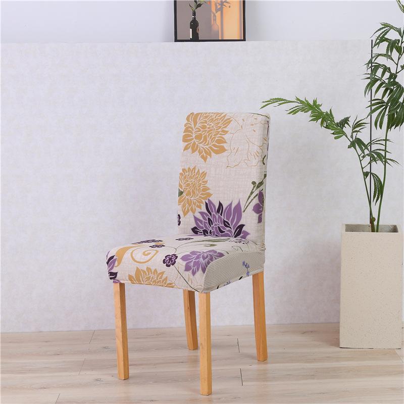 Printed Elastic Chair Cover, Household Hotel Four-Season Dining Chair Cover, Flower Leaf [Factory Price]