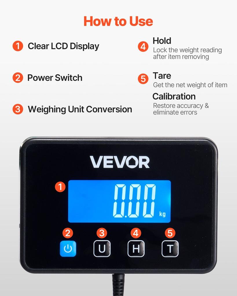Digital Postal Scale, 20 g/100 g Dual Accuracy, 300 kg Commercial Weight Scale with Hold/Tare Function & LCD Display, Fit for Packages, Postage,