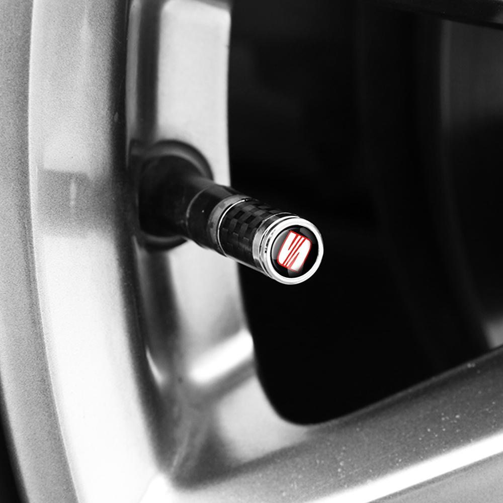 4Pcs Car Accessories Wheel Tire Valve Caps Stem Cover Badge For Seat Ateca Formentor Cupra Ateca Ibiza Leon FR Cordoba E-Racer uio321