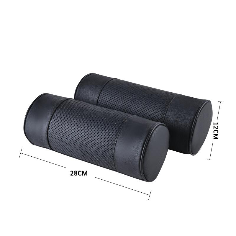 1ks Hovězí kůže Polštář do auta Opěradlo sedáku Cylindrická paměťová pěna Auto Krk Polštář páteře Kožená podložka pod hlavu kancelářské židle pro BMW
