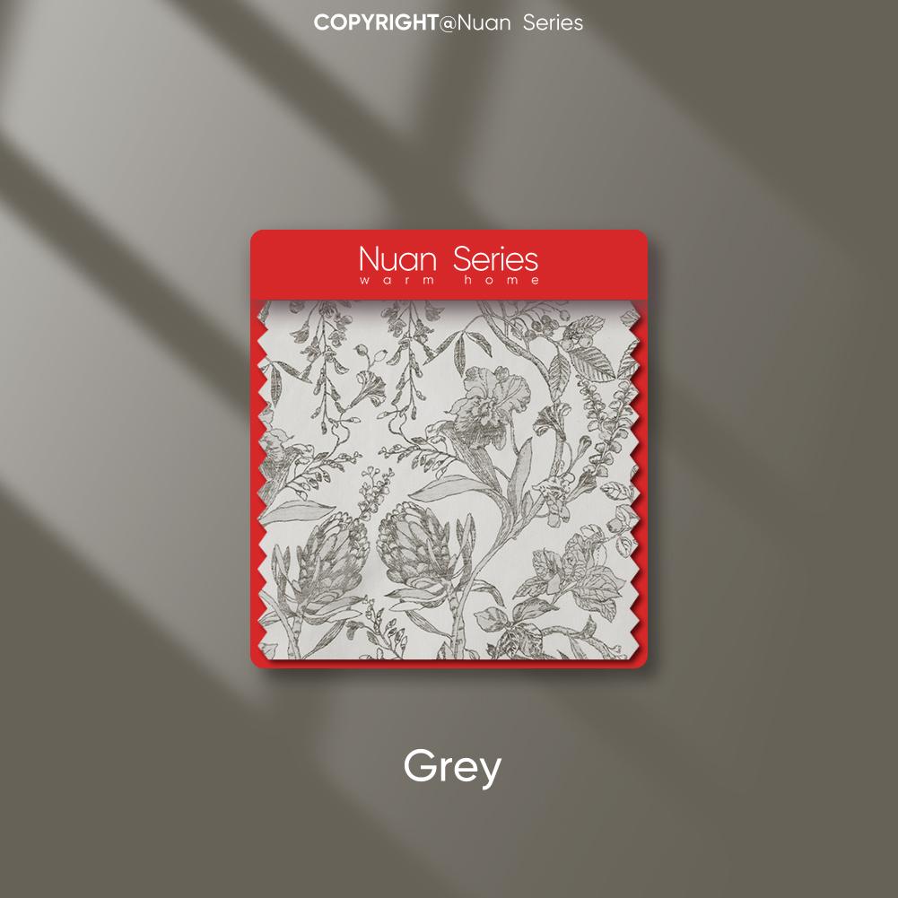 

1 шт. серия Nuan, свежий и универсальный пасторальный стиль, белый фон, набивной дизайн, декоративная занавеска для окна, тюлевая занавеска W145cm x L90cm серый