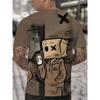 Men's Paper Bag Head Cartoon 3D Printed T-Shirt Casual Short Sleeve Crewneck Top Cool Brown Character Graphic Tee Hip Hop Summer Streetwear Clothing