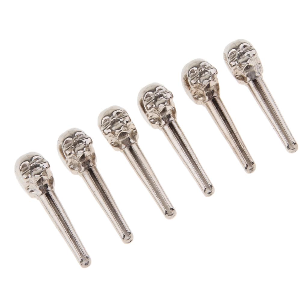 Six Piece Steel Acoustic Guitar Bridge Pins Musical Instrument Accessories Skull Design for Classic Guitar Repair