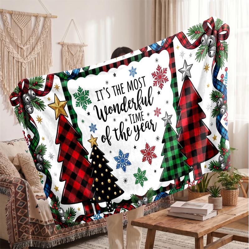 Christmas Flannel Throw Blanket Soft Warm Cozy For Sofa Bed Indoor Home Use Great Holiday Gift