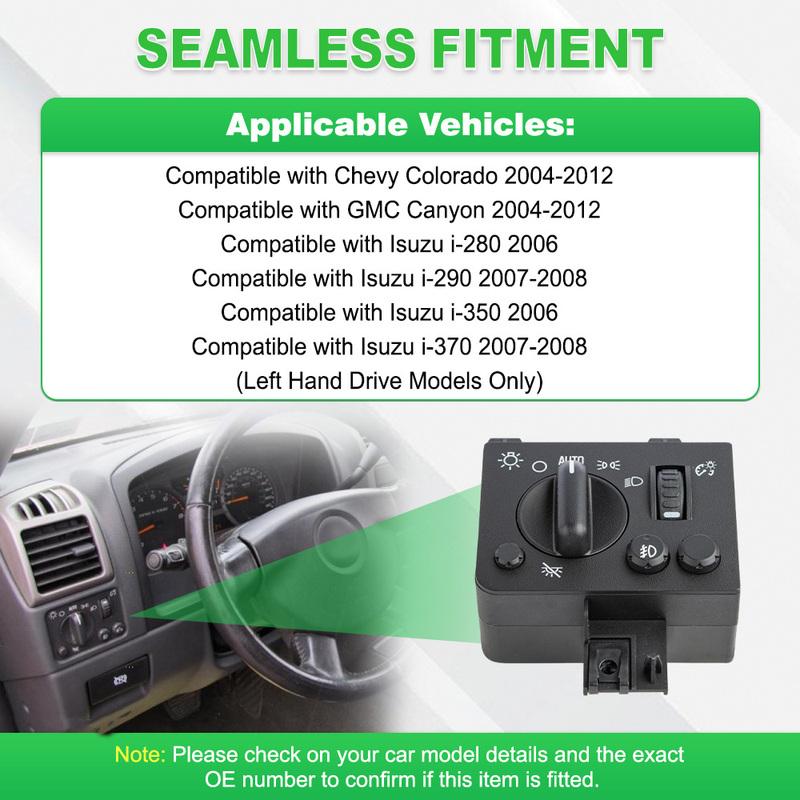 For GMC Canyon 2004-2012 for Chevy Colorado 2004-2012 Front Headlight Control Switch 73450801