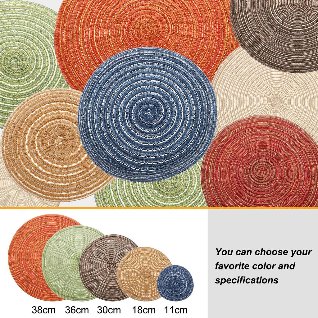Uxcell 4er-Set Runde Geflochtene Tischsets, 15 Zoll Rutschfeste Runde Tischmatten für Esstische, Waschbar, Warme Geflochtene Tischsets für Innen und Außen Familie