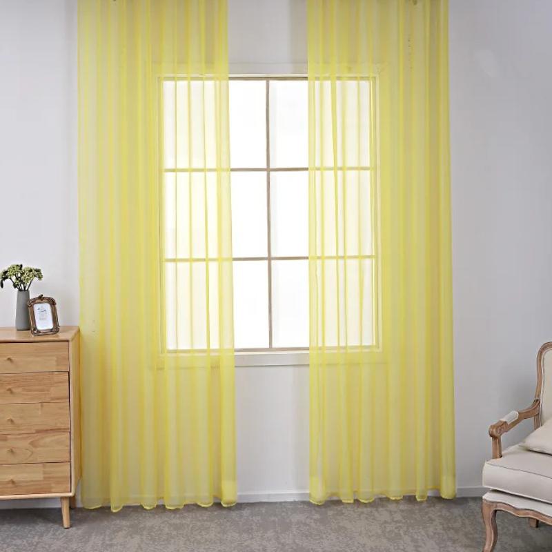 1pcs Beautiful Home Decoration Curtain Translucent Solid Color Gauze Curtains Gorgeous Hotel Living Room Decor Window Blind
