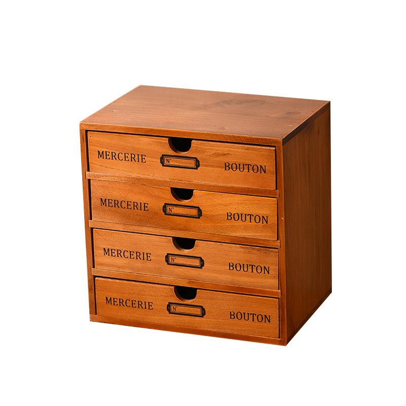 1 Stück 4-Schubladen Aktenaufbewahrungsbox Literatur-Organizer Holz Schreibtischschubladeneinheit Desktop-Aktenhalter Aktenschrank Für Home Office