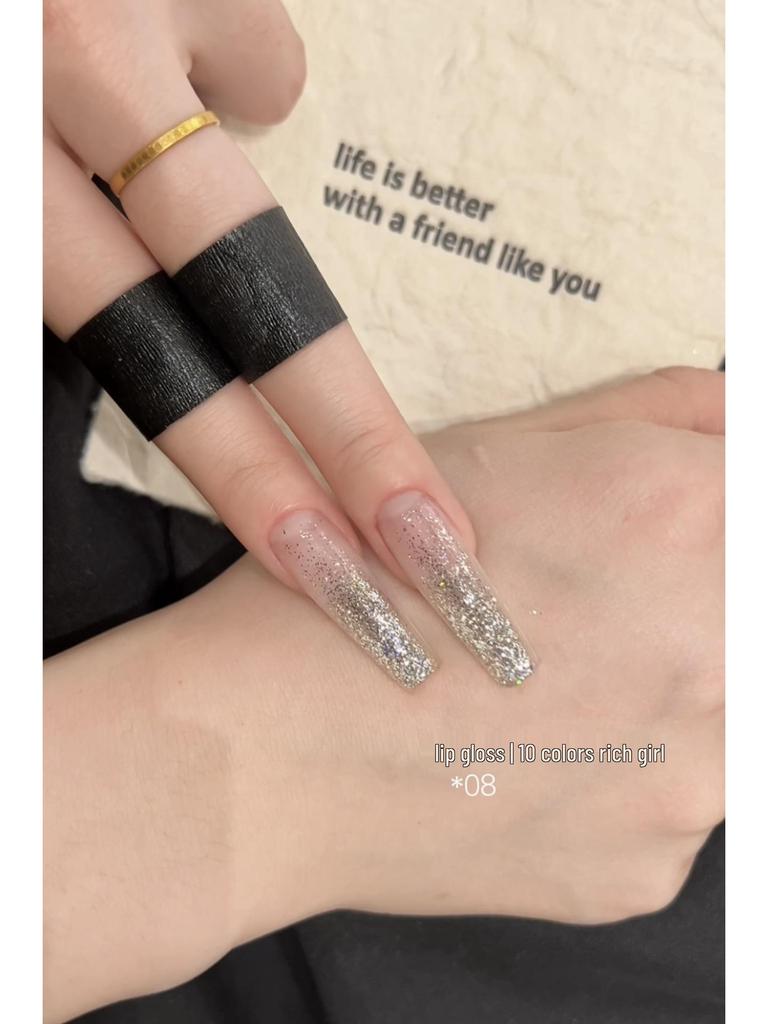 Rich Girl 10-Color Glitter Gel Nail Polish: Gold & Silver Ice Transparent Diamond Shine