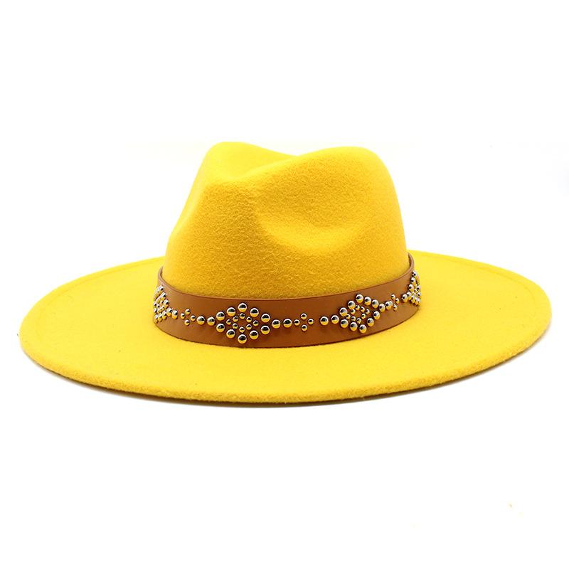 2022 Fedora Hat for Women Retro Wool Felt Jazz Hat 9.5CM Wide Brim Church Wedding Hat Street Fashion Black Dress Cap