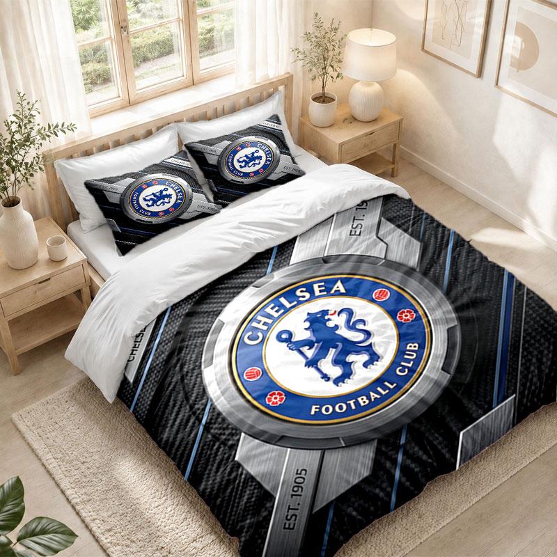 Bedding Set 1 Duvet Cover 2 Pillowcases Chelsea FC Print Bedroom Home Decoration