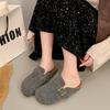 Fashion Women Slippers Mules Fur Shoes Winter Buckle Flat Platform Walking Plush Ladies Slippers Casual Shoes Warm Indoor Slides Women