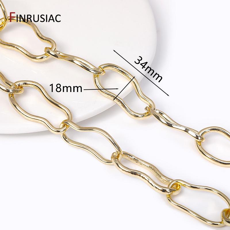 

New Trendy 14K Gold Plated Brass Irregular Chains For DIY Jewelry Making Supplies, Handmade Jewelry Craft Findings Accessories Length 1m
