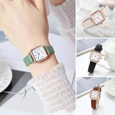 Dámské hodinky Čtvercový ciferník Nastavitelný řemínek z umělé kůže Elegantní Minimalistický dárek Módní šperky Vysoce přesné kovové šaty náramkové hodinky pro každý den