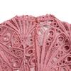 Women Plus Size Fashion Sexy Lace Crochet Hollow Out Pleated Midi Dress