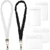 2 Pcs Stretchy Scrunchie Lanyard for ID Badges and Keys, Retractable Stretchy Teacher Lanyard for Teacher, Nurs(Black+White)