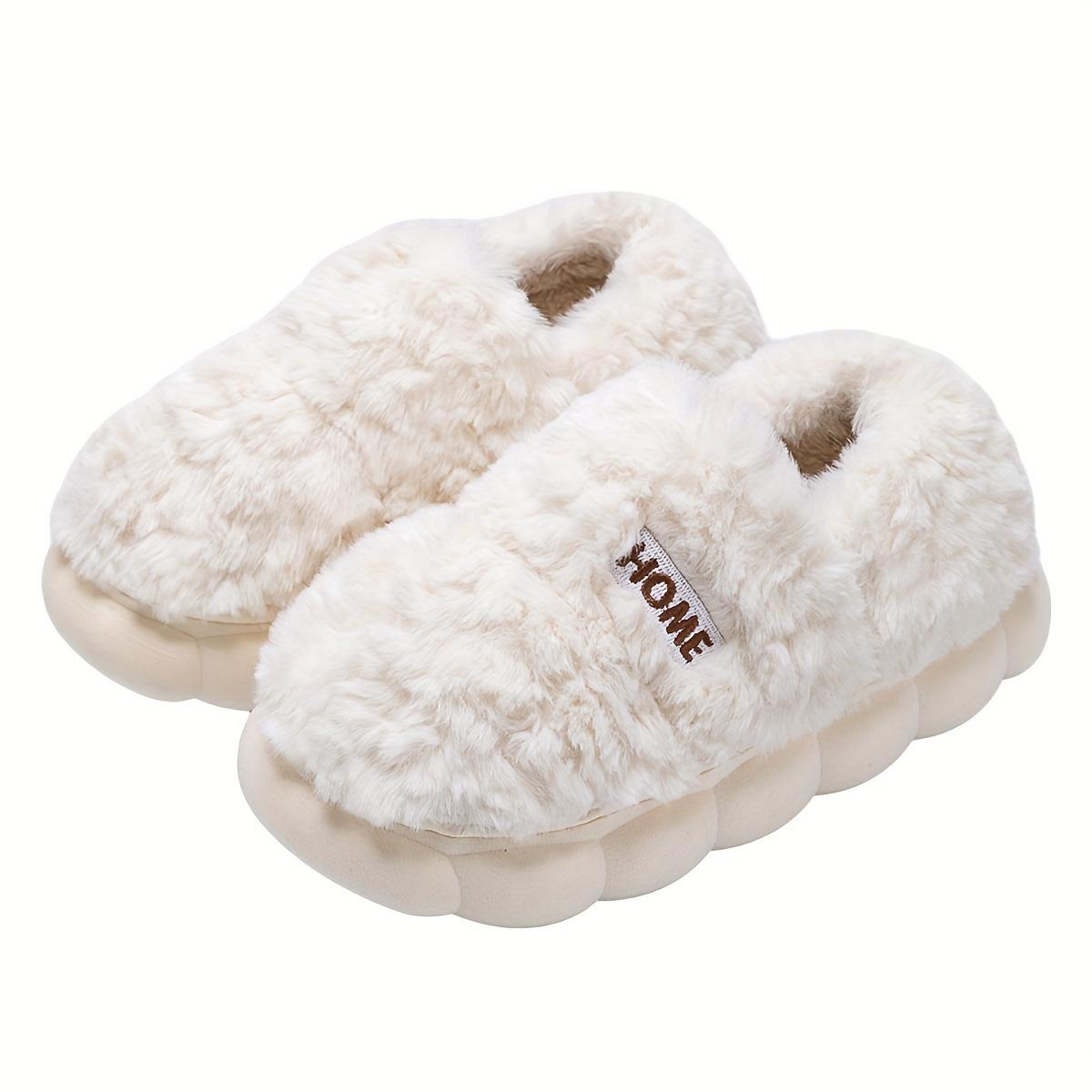 Женская однотонная толстая подошва теплая мягкая удобная обувь с круглым носком осень и зима простая повседневная обувь для дома и улицы сотня теплых туфель 36-37 белый 1498₽