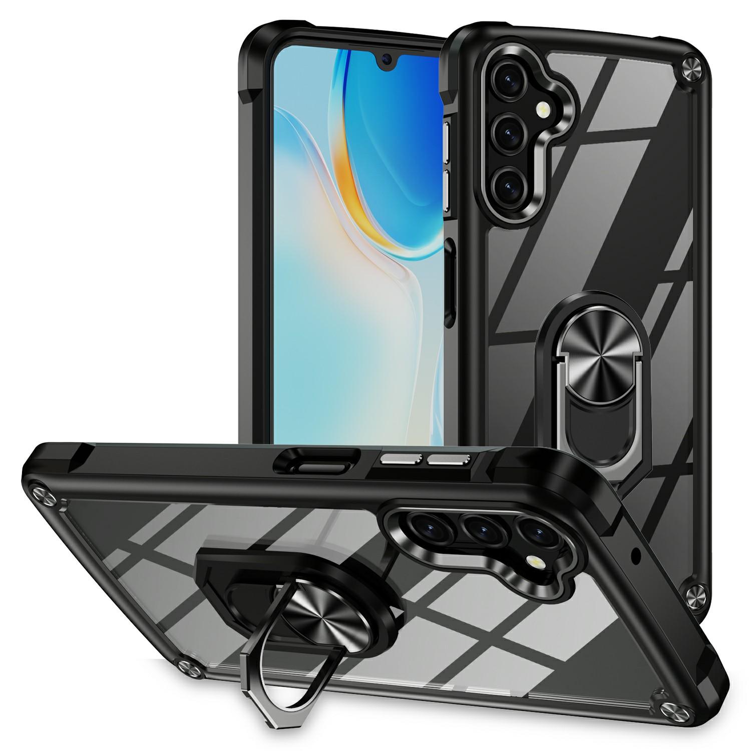 

For Samsung Galaxy A37 5G/A36 5G Case Alloy Lens Frame PC + TPU Kickstand Phone Back Cover A