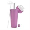 710ml Vacuum Insulated Stainless Steel Tumbler With Ceramic Coating Inner Straw Lid Hot Cold Drinks