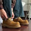 Derby Shoes Men's 2026  Autumn and Winter New Big Toe Shoes Low Top Thick Soled Big Yellow Boots  Round Toe Leather Shoes