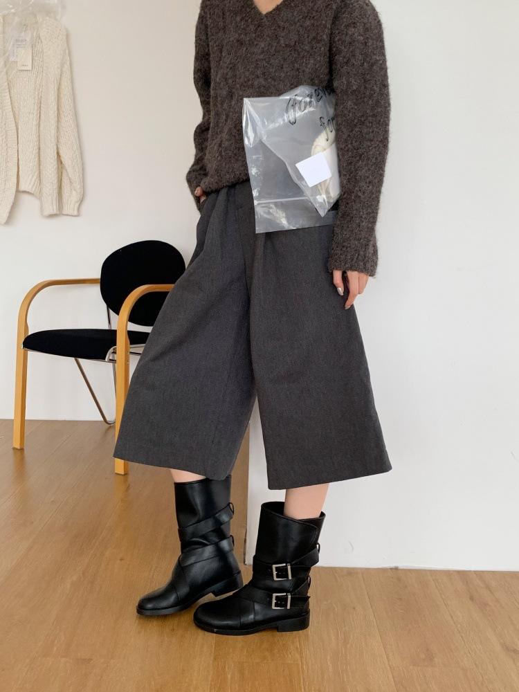2025 New Fashionable Spice Girl Round Head Buckle Belt Outer Wear Medium Tube Roman Martin Boots Versatile Fashion Boots