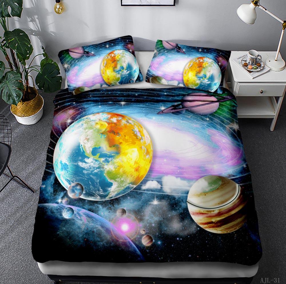 3D Digital Printing Space Star Ebay Three-piece Quilt Cover Pillowcase