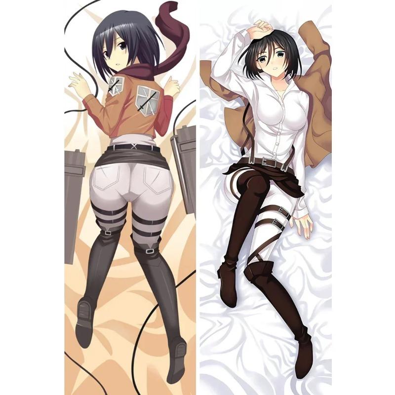 Anime Decor Pillow Case Attack Titan Mikasa Ackerman Dakimakura 2-Side Print Pillowcase Hugging Body Cushion Cover Otaku Waifu