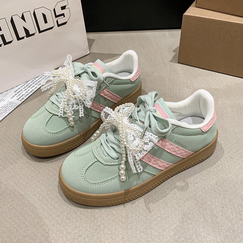 

Ретро универсальная цветовая гамма обувь Dexun женская 2025 новая весенняя мода легкая повседневная спортивная обувь для скейтборда на шнуровке 40 зелёный