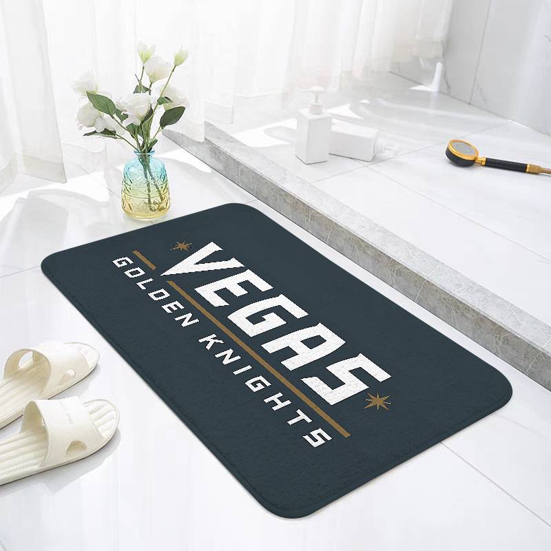 A-Hockey-Vegas-Golden Knights Emblem Floor Mats Living Room Decor Lounge Area Anti-slip Foot Mat Entrance Doormat
