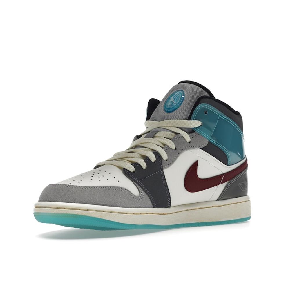 Air Jordan 1 Mid Exploration Unit Men Sneakers White Sail Team-Red FB1870-161