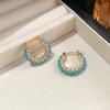 Zircon round exquisite fashion pendant, ear buckle retro ethnic style temperament earrings, light luxury high-end earrings wholesale