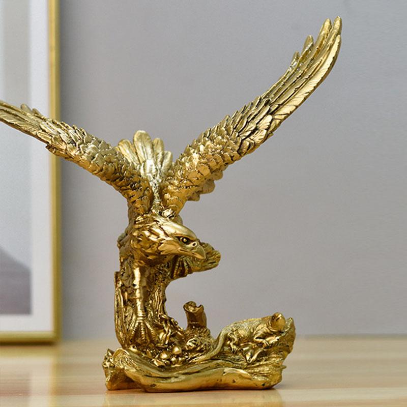 Nordic Resin Golden Eagle Dyrefigurer Hawk Statue Håndverk Skulptur Ornament Hjem Stue Kontor Skrivebordsskap Dekor