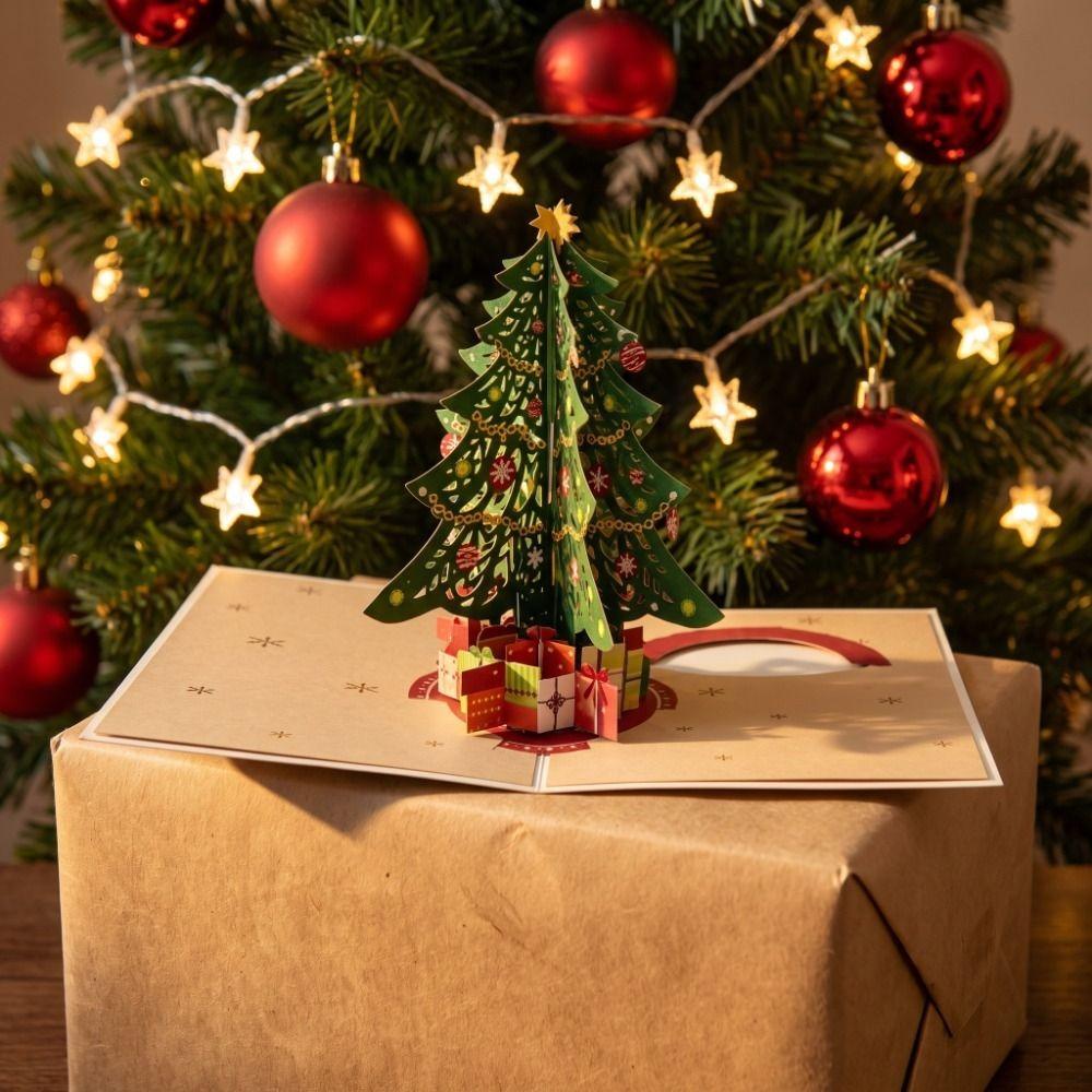 Colorful Christmas Greeting Card DIY Xmas Invitation Card 3D Christmas Tree Card  New Year