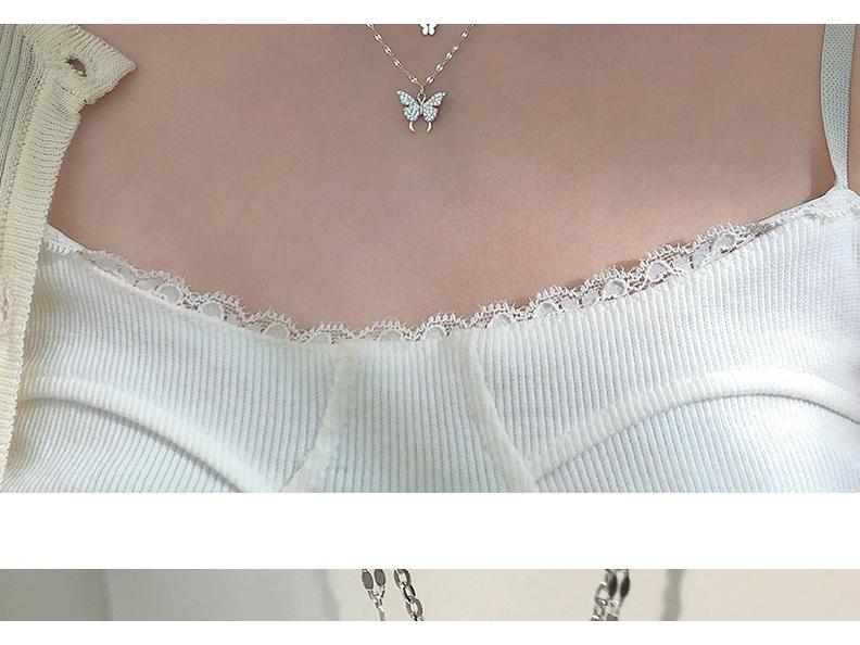 S925 Silver Double Layer Butterfly Necklace – Elegant European & American Design