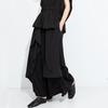 Black vintage plus size Summer High Waist wide leg Skirt Pants Women Loose Casual Trousers