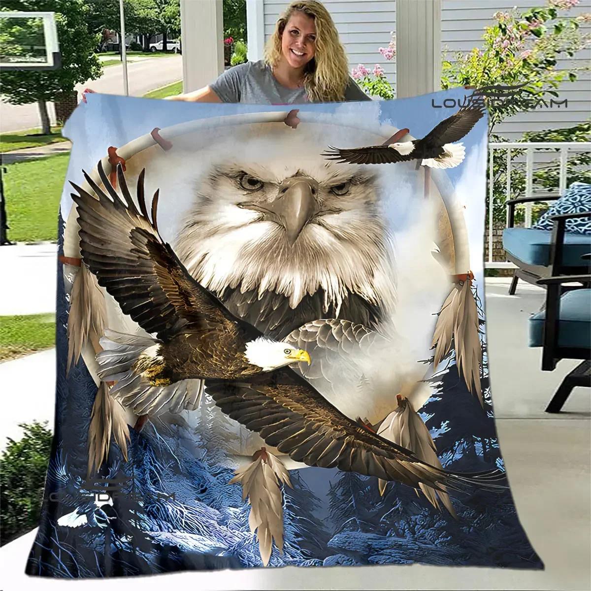 

3D Eagle Printing blanket flannel Soft and comfortable blanket blankets for beds picnic blanket warm blanket birthday gift#(1) 150X220CM сірий колір