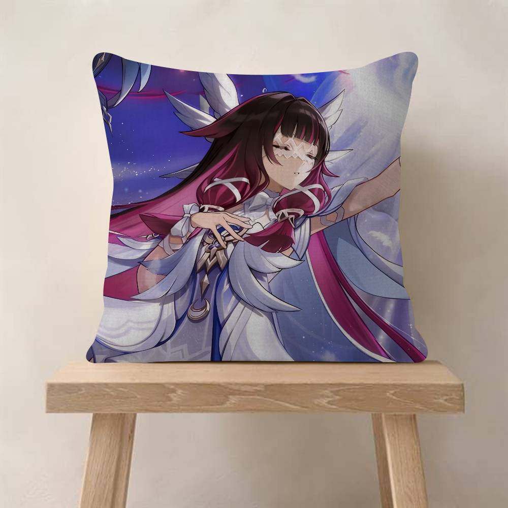 Game C-Columbina Genshin Cute Impact Pillow Cushion Cover Pillowcase Living Room Sofa Home Decor