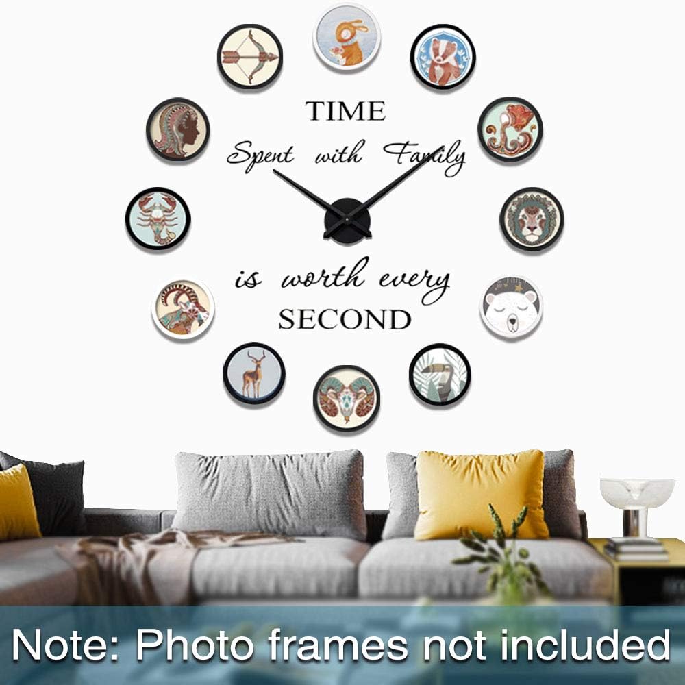 Mintime Large Wall Clock 3D Clock Hands with Clock Mechanism & Wall Sticker Wall Decorations for Livingroom House Office