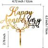 6pcs Happy Anniversary Cake Topper Gold Acrylic Cake Topper, Happy Anniversary Cake Sign, Wedding Cake Decorations Party Supplies