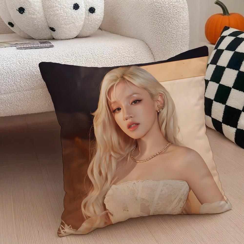 Quirky Korean Beautiful Singer SSong Yuqi Cushion Cover Throw Pillow Cover Hidden Button Durable Polyester Chair Cushion