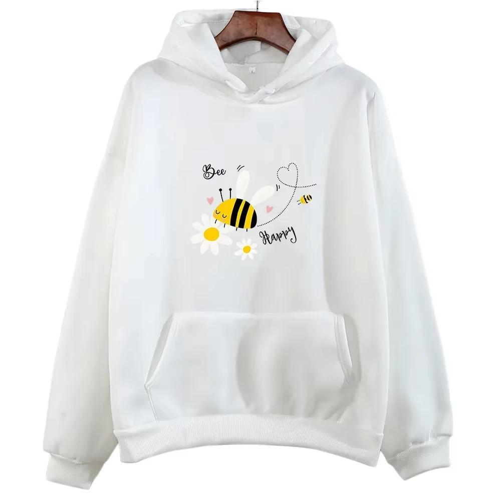 2025 Sei glücklich Hübsche Kapuzenpullover Damen und Herren Niedlicher Grafik-Hoodie Lässiges Herbst-Winter Lockerer Pullover Cartoon Comic Clo