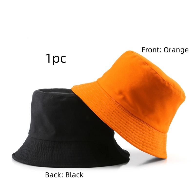 

Summer Bucket Hat Women Double-sided Fisherman Hat Men Outdoor Sport Sunscreen Fisherman Cap оранжевый