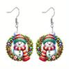 Acrylic Snowman Christmas Earrings With Silver Needle For Seasonal Gift Present