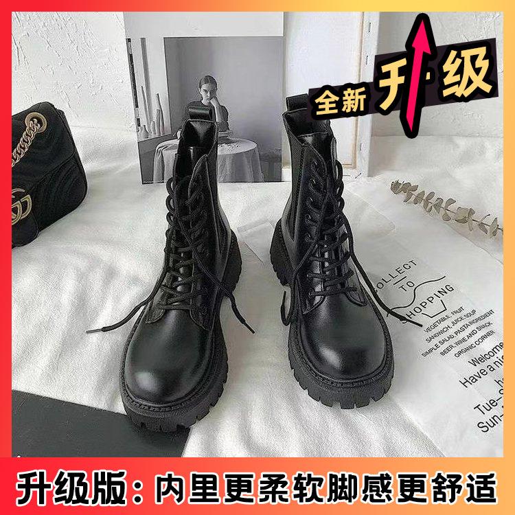 

Short boots women s trend autumn thick soled new British Style lace up single boot Everyday Use Quality Material 37