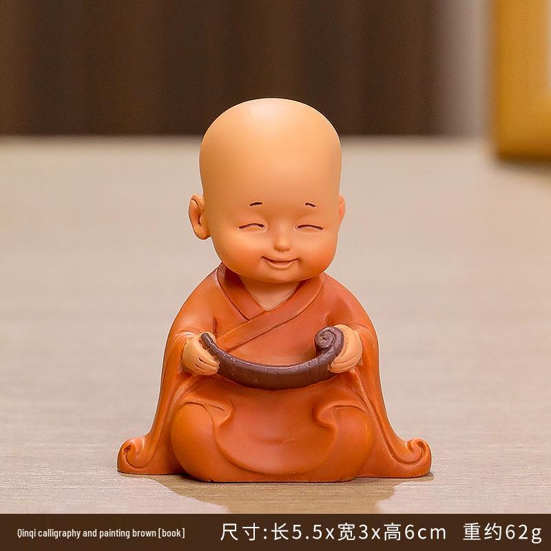 Handmade Cute Little Monk Resin Ornaments for Desktop Decoration