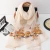 Four Season Silk Wool Scarf Women Hijab Pashmina Shawls Wrap Bandana Blanket Floral Pashmina Embroidery Scarves Foulard Femme