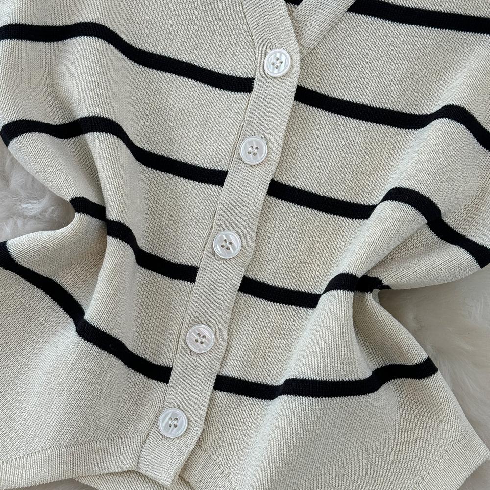 Conjuntos de 2 peças roupas femininas listradas malha sem mangas decote em v tanque + saias envolventes verão cintura alta saia conjunto moda dropship