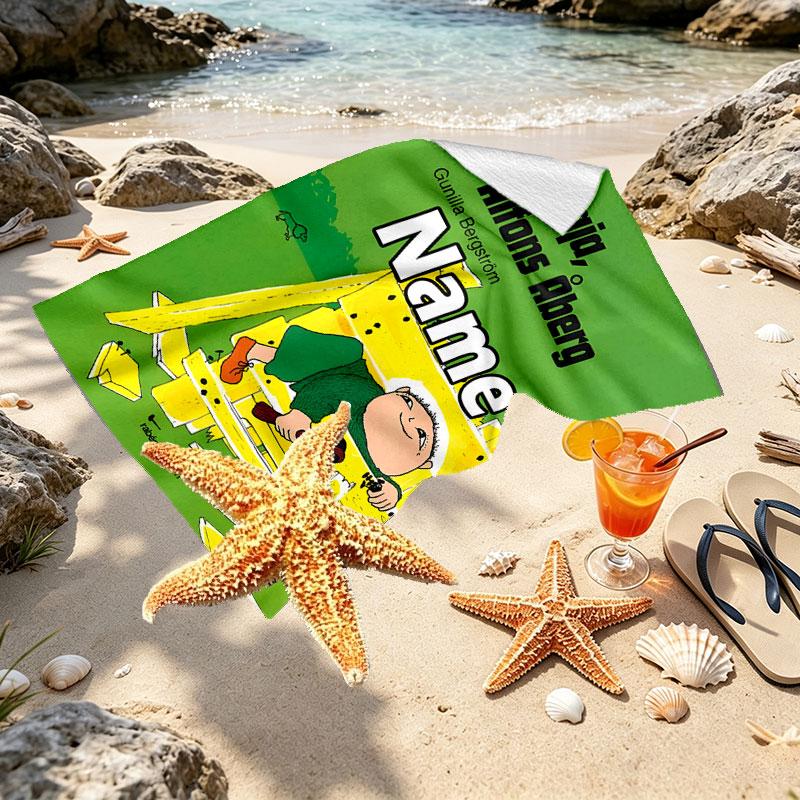 Custom Name Personalized Alfons Aberg Print Beach Towel, for Trip Camping Beach Party Home Decor, Birthday Gift for Family & Friends